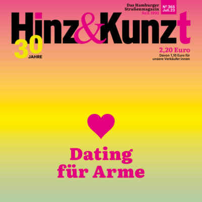 Ein quietschbuntes Titelbild mit einem Herz. Titelzeile: "Dating für Arme"