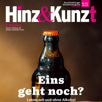 Foto einer Bierflasche, Titelzeile: "Eins geht noch?"