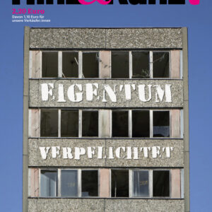 Foto eines heruntergekommenen Hauses, Titelzeile: "Eigentum verpflichtet"