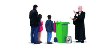 Ab in die Tonne? Wenn ein Haustier stirbt, bleibt manchmal keine andere Wahl. Illustration: Stefan Bachmann