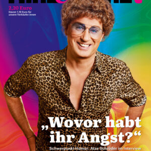 Ein Foto von Comedian Atze Schröder, Titelzeile: "Wovor habt ihr Angst?"