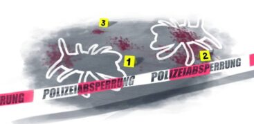 Tatort Insektenhotel: Die Gehörnte Mauerbiene lebt gefährlich. Illustration: Stefan Bachmann