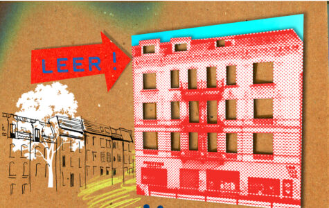 Eine Illustration zeigt eine Häuserfront, darauf zeigt ein Pfeil, auf dem "Leer!" steht