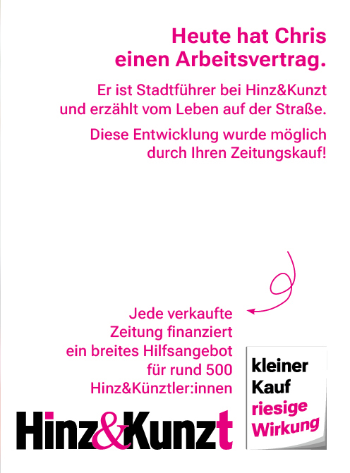 Durch Hinz&Kunzt hat Chris einen Arbeitsvertrag als Stadtführer