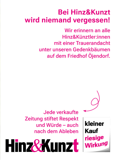 Bei Hinz&Kunzt wird niemand vergessen!