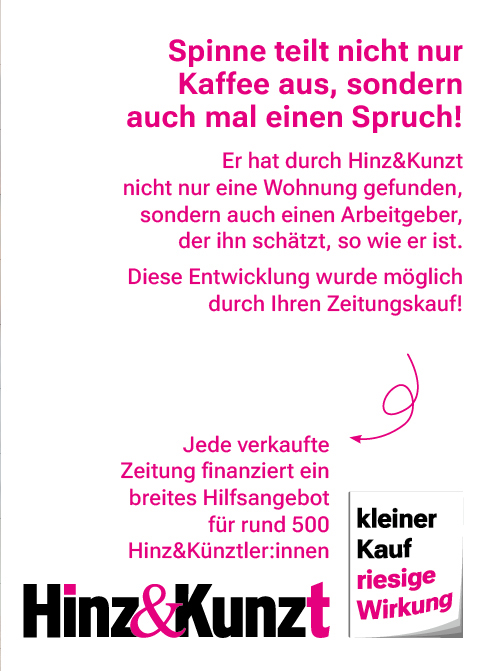 Spinne teilt nicht nur Kaffee aus, sondern auch mal einen Spruch. Er hat durch Hinz&Kunzt nicht nur eine Wohnung gefunden, sondern auch einen Arbeitgeber, der ihn schätzt, wie er ist.