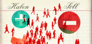 Eine Illustration eines Notizzettels mit den Spalten Soll und Haben