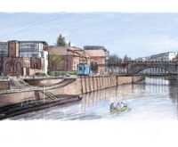 Industriegeschichte und Kanäle prägen den Stadtteil, hier der Blick vom Osterbekkanal zum Museum der Arbeit. Illustration: Ralf Schwinge