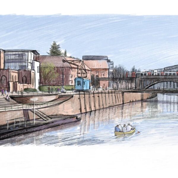 Industriegeschichte und Kanäle prägen den Stadtteil, hier der Blick vom Osterbekkanal zum Museum der Arbeit. Illustration: Ralf Schwinge