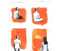 Beengte Verhältnisse: Geflüchteten stehen oft nur 3,5 Quadratmeter pro Person zur Verfügung. Illustration: Julia Pfaller